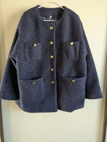 coca 푸들 노카라 코트 네이비 M 사이즈