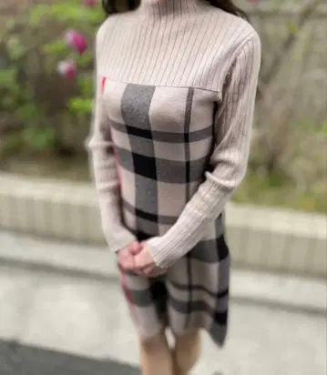 salire 체크 니트 원피스