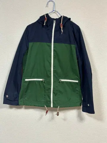 시마무라 아베일 후드 부착 자켓 네이비 그린 M