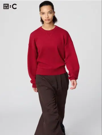 UNIQLO C 유니클로 스무스 코튼 크루넥 스웨터 레드 L