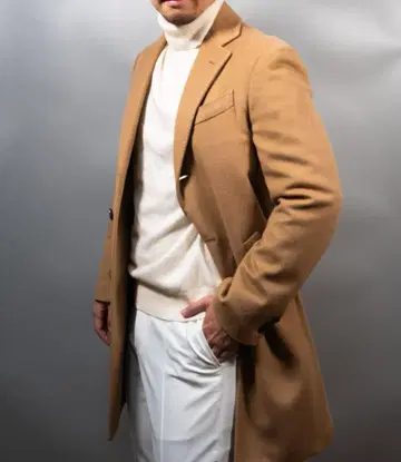 [새상품급] LARDINI 라르디니 캐시미어 혼방 카멜 코트 46