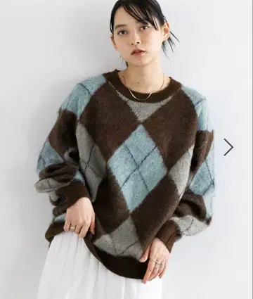 RAGEBLUE 아가일 니트 풀오버 브라운