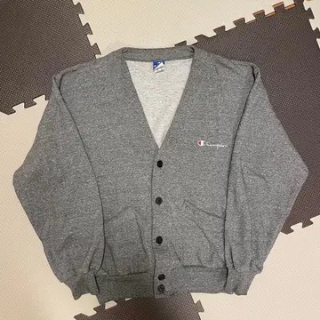 90s USA제 챔피온 맨투맨 가디건 파랑 자수 택