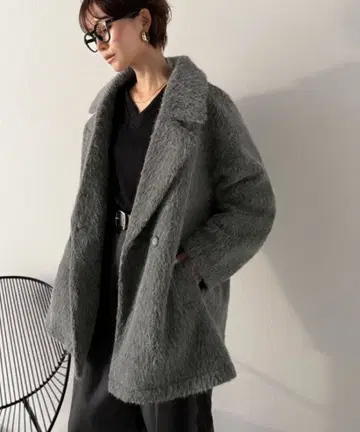 classicalelf 2way 샤기 더블 빅 칼라 자켓 코트