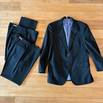 INTIMAGE 다크 그레이 스트라이프 비즈니스 자켓 2개 팬츠 세트