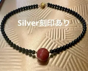 비즈 목걸이 레트로 SILVER 금장 장식 각인 있음 블랙 골드