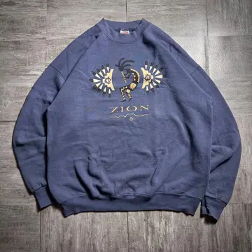 [ 90's ] 프룻 오브 더 룸 프린트 맨투맨 네이비 XL 사이즈