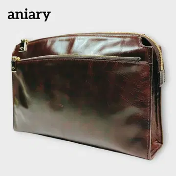 aniary 아니아리 클러치백 다크 브라운 가죽 골드 금장 장식