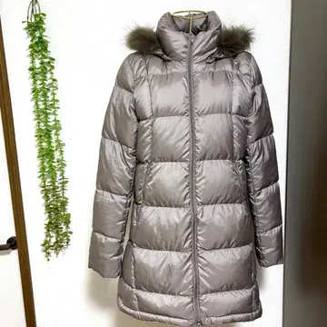 후드 부착 다운 자켓 L 후드 탈부착 가능 베이지 새상품급