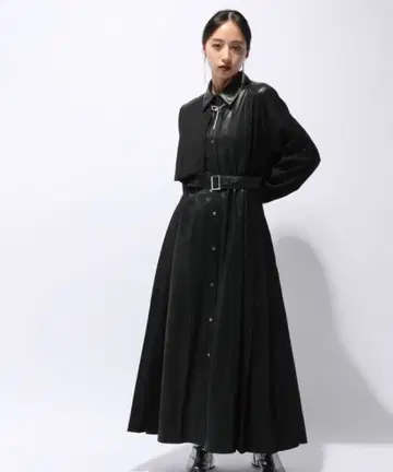 HARE 플리츠 인조 가죽 벨트 원피스