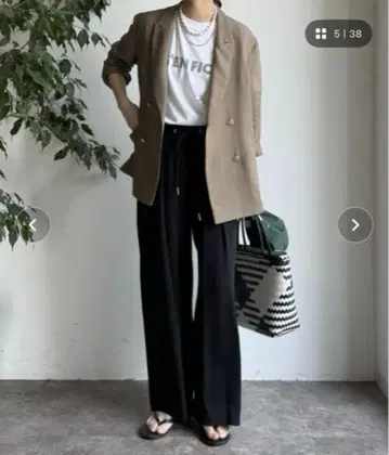 DouDou 접촉 냉감 와이드 이지 팬츠 블랙