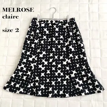 MELROSE 플레어 스커트 사이즈 2 도트 무늬 블랙