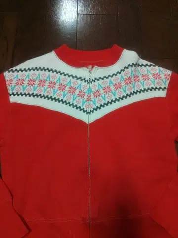 CUSHMAN 눈꽃 패턴 맨투맨 집업 M 빨간색