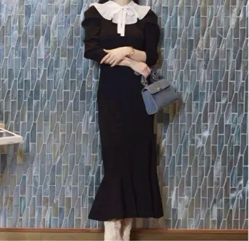 SNIDEL 플리츠 컬러 니트 원피스