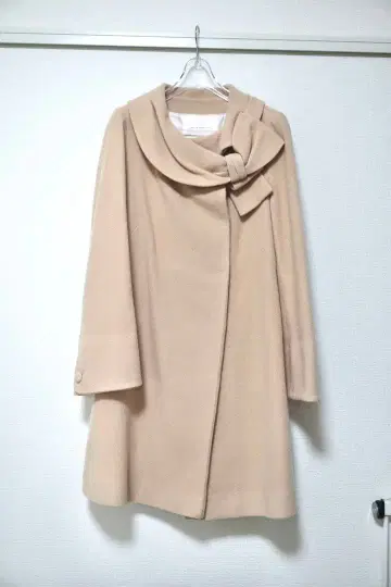 WILLSELECTION 핑크 베이지 롱 코트 리본