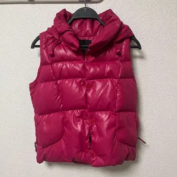 Ray beams 후드 부착 빨간색 다운 베스트