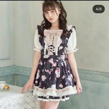 리즈리사 LIZLISA salon de fraise 패턴 셋업 블랙