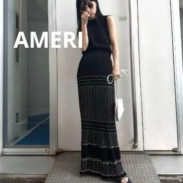 네고 불가 GLITTER BORDER KNIT SKIRT 블랙 M