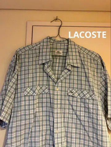LACOSTE 체크 무늬 반팔 셔츠