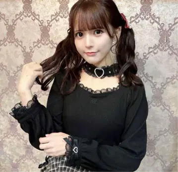 ROJITA 하트 버클 초커 골지 상의