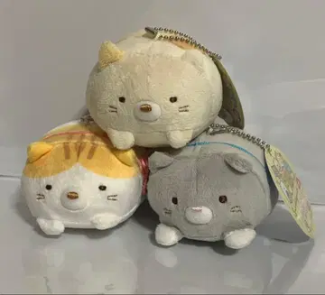 고양이 형제 엎드린 체인 달린 봉제 인형 마스코트 스미코구라시
