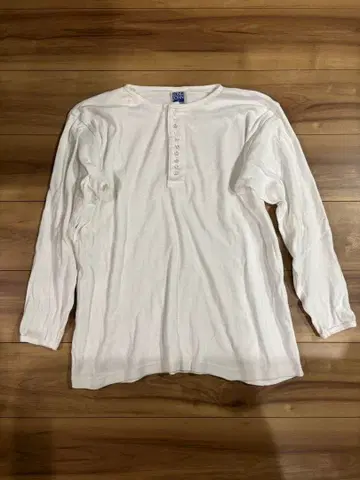 LONG JOHN 화이트 긴팔 티셔츠 L 10 버튼