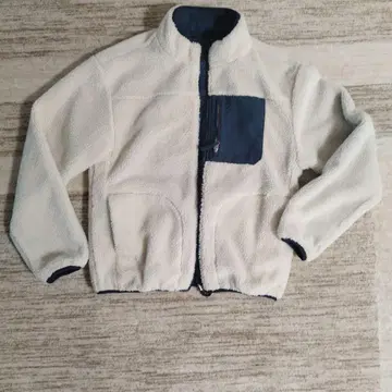 남성용 리버서블 자켓 화이트 & 네이비 포켓 부착