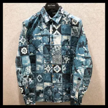 폴스미스 긴팔 셔츠 M 사이즈 꽃무늬 블루 계열