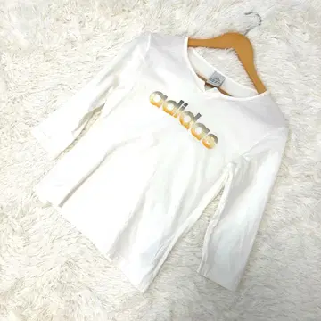 adidas T셔츠 긴팔 M 화이트 로고 여성용 심플 코튼 100%