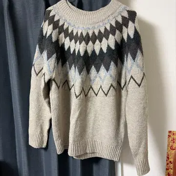 BEAMS HEART 아가일 무늬 니트 스웨터 S