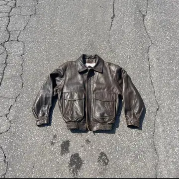 빈티지 가죽 자켓 브라운 단문