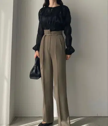 Louere 새상품급 벨트 하이웨스트 팬츠 L