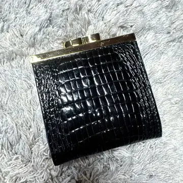 코인 케이스 동전 지갑 가마구치 블랙 크로커다일