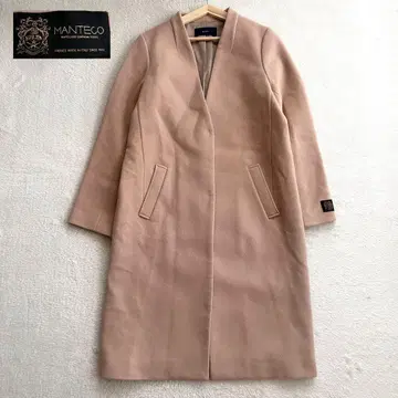 SHIPS MANTECO 노카라 울 코트 38 핑크 베이지