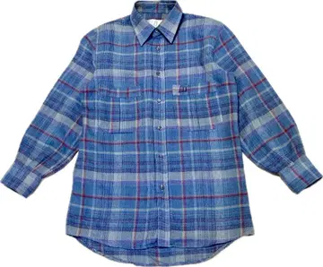 새상품급 던힐 울 코튼 플란넬 셔츠 체크 블루 계열