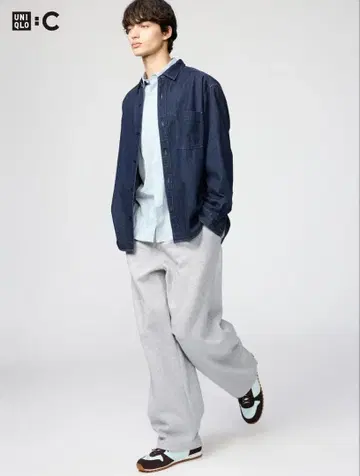 UNIQLO 맨투맨 와이드 팬츠 그레이