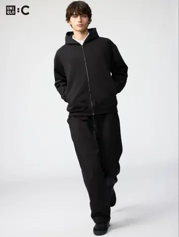 UNIQLO 맨투맨 와이드 팬츠 블랙