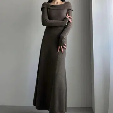 Louere 아지메 오프숄더풍 니트 플레어 원피스 S 사이즈