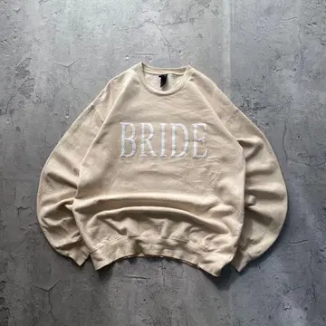 길단 USA 구제 의류 BRIDE 프린트 맨투맨 트레이닝복 베이지