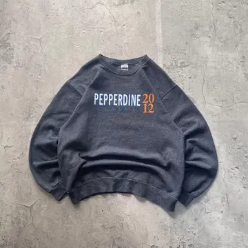 저지 USA 구제 의류 PEPPERDINE 프린트 맨투맨 그레이