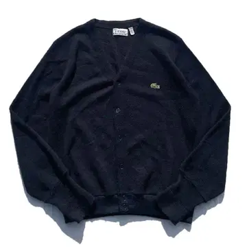 [ 80s ] IZOD LACOSTE 아크릴 니트 가디건 블랙 M