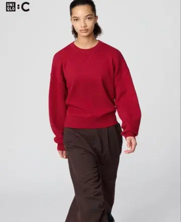 UNIQLO C 유니클로 스무스 코튼 크루넥 스웨터 레드 M