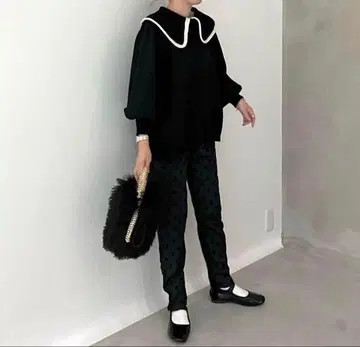 UNMINOU 앙미누 바이컬러 니트 블랙 F