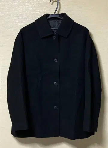 무인양품 울 혼방 스탠 칼라 숏코트 블랙 XL 사이즈