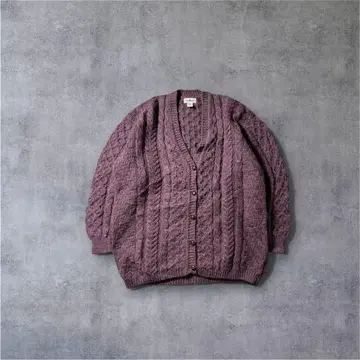 70s-80s L.L.Bean 아란 니트 가디건 퍼플 아일랜드제
