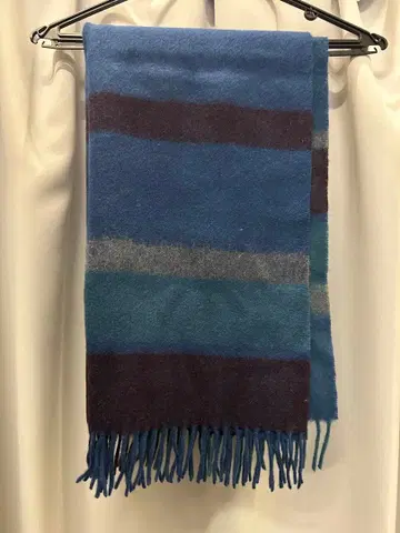 울 100% 오로라제 스트라이프 스톨 일본제 백화점 구매 차분한 멋스러움