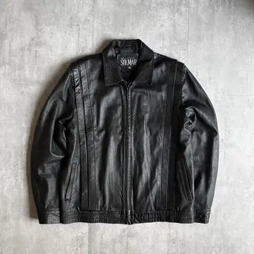 [ 80s vintage ] 지퍼 가죽 자켓 호주산 천연 가죽 짧은 기장