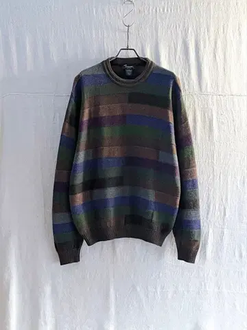 90s 빈티지 3D 보더 니트 스웨터 브라운