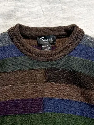 90s 빈티지 보더 디자인 니트 스웨터 브라운 3D