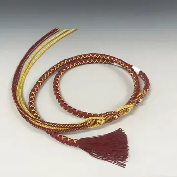 미사용 새상품 후리소데 순수 실크 허리띠 부품 포함 크림슨/골드